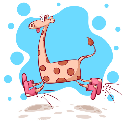 Giraffe wearing shoes running cartoon vector
