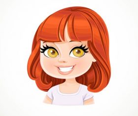 Girl red bob haircut with bangs portrait isolated on white background vector