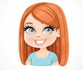 Girl straight brown hair portrait isolated on white background vector