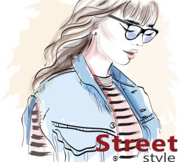 Girl street style vector