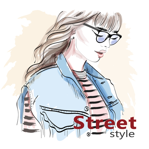 Girl street style vector