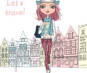 Girl travel vector