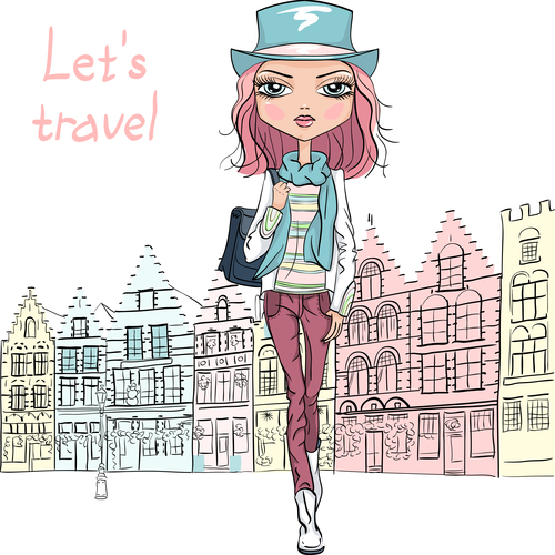 Girl travel vector