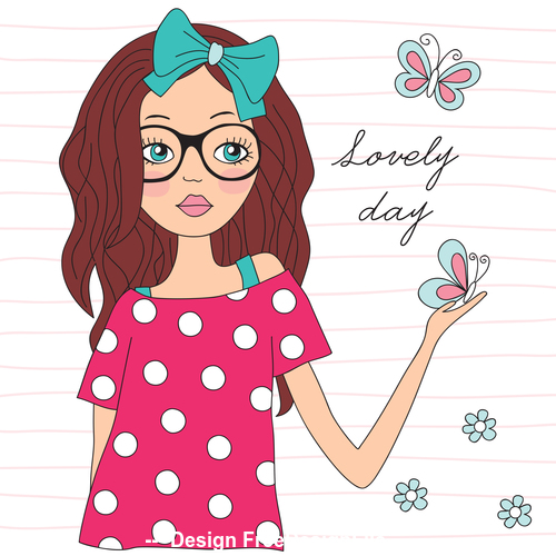 Girl wearing a bow vector