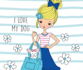 Girl with pet vector