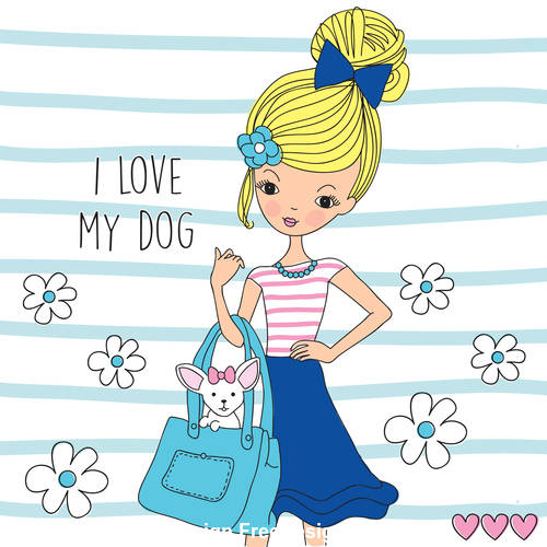 Girl with pet vector