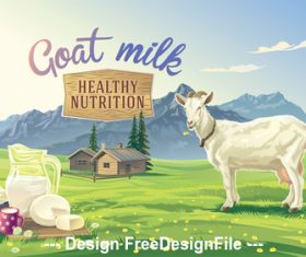 Goat and dairy products vector