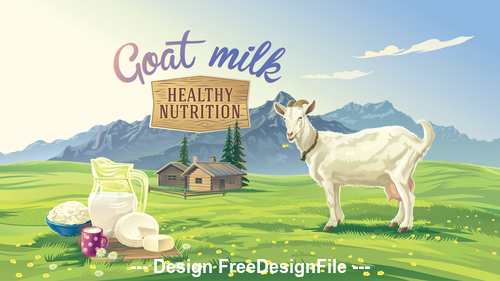 Goat and dairy products vector