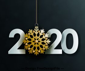 Golden frost flower pendant new year decoration background vector