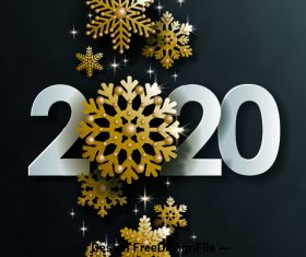 Golden frosty new year decoration background vector