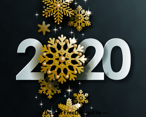 Golden frosty new year decoration background vector