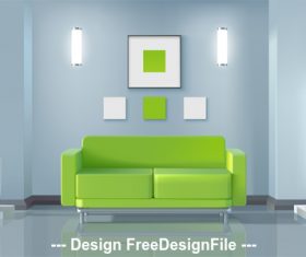 Green fresh living room vector