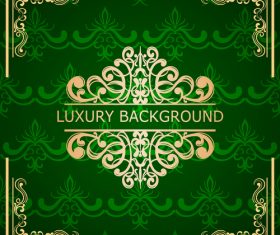 Green luxury background and golden frame vector