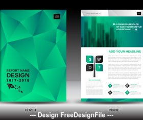 Green polygon background flyer template vector