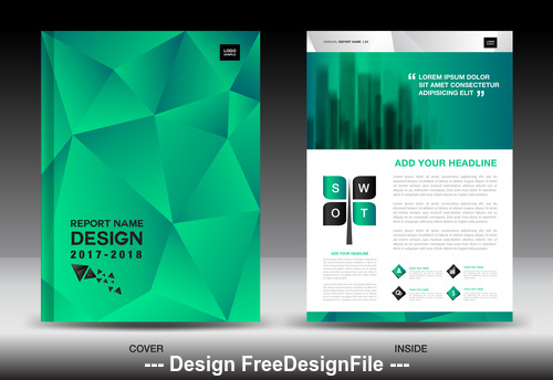 Green polygon background flyer template vector