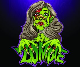 Halloween female zombie vector