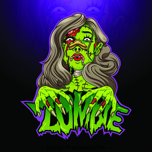 Halloween female zombie vector