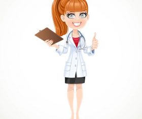 Hand-held medical history white coat of beauty doctor vector