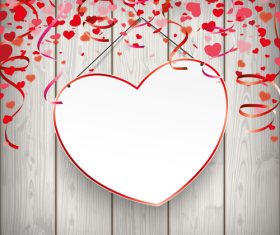Hanging Red Heart Thumbtack Wood vector