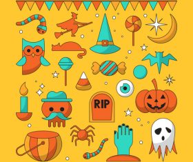 Happy Halloween icon on yellow background vector