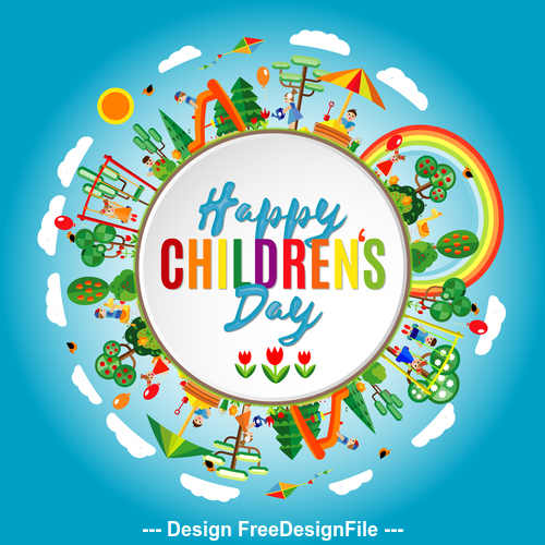Happy children day vector