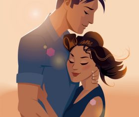 Happy couple of embraces vector