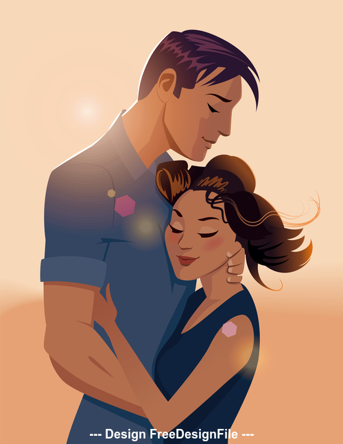 Happy couple of embraces vector free download