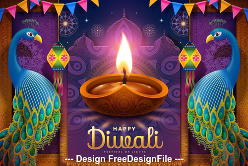 Happy diwali festival vector illustration