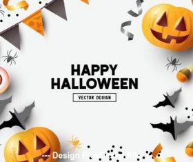 Happy halloween decoration illustration white background vector