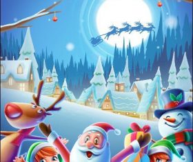 Happy santa claus giving a gift vector