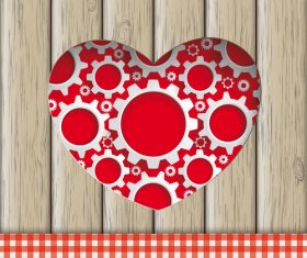 Heart Hole Gears Wood vector