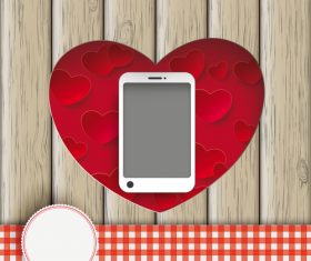 Heart Hole With Smartphone Wood vector