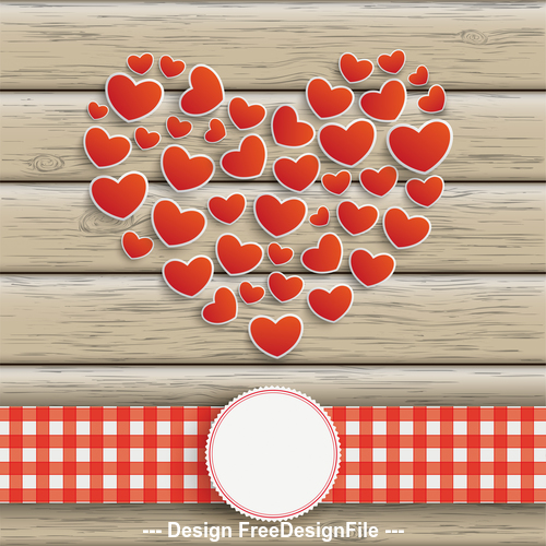 Hearts Heart Emblem Wooden Background vector