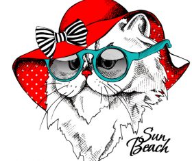 Himalayan cat summer hat vector
