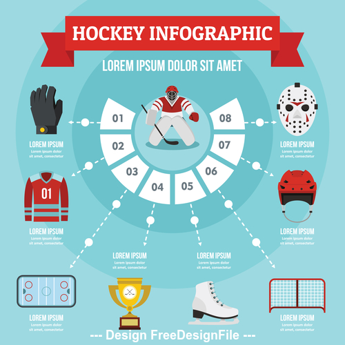 Hockey infographic vector flat style