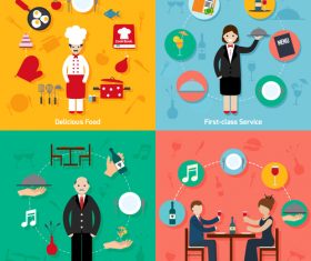 Hotel chef and service professions illustration vector
