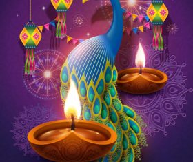 Indian Happy diwali festival decoration vector illustration