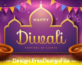 Indian happy diwali festival vector illustration