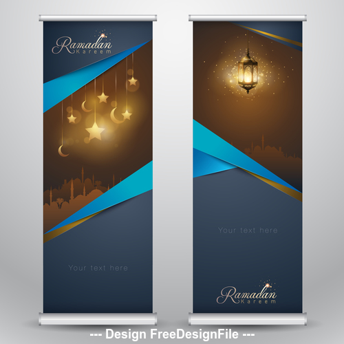 Islamic greeting on roll up banner Ramadan Kareem vertical 