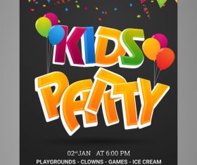 Kids party flyer vector