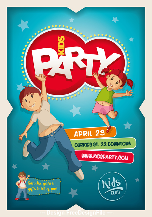 Kids party poster vector