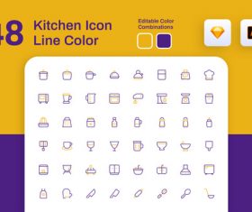Kitchen icon line color vector