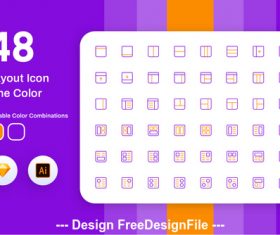 Layout icon line color vector
