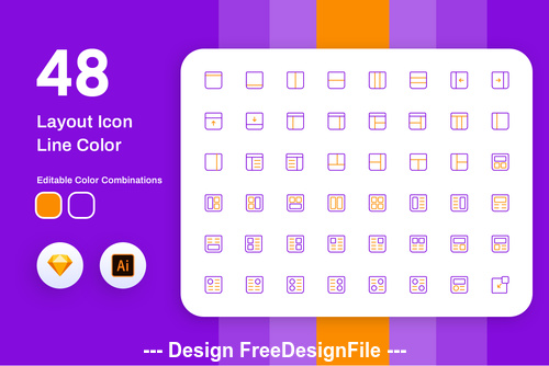 Layout icon line color vector