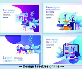 Learning cartoon banner vector