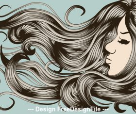 Long hair girl silhouette vector