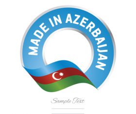 Made in Azerbaijan flag blue color label button banner vector