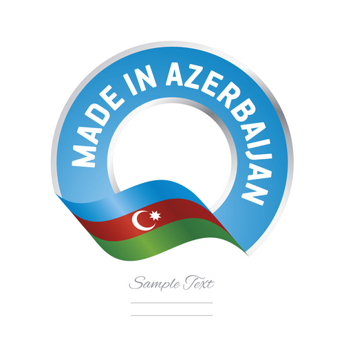 Made in Azerbaijan flag blue color label button banner vector