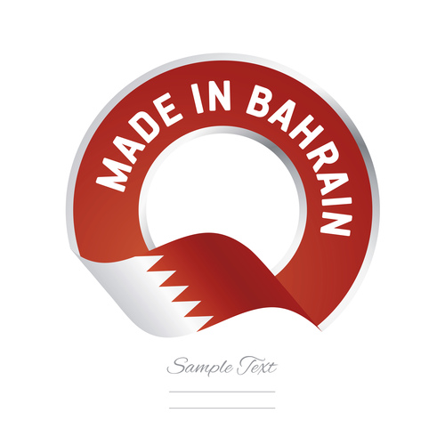 Made in Bahrain flag red color label button banner vector