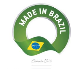 Made in Brazil flag green yellow color label button banner vector